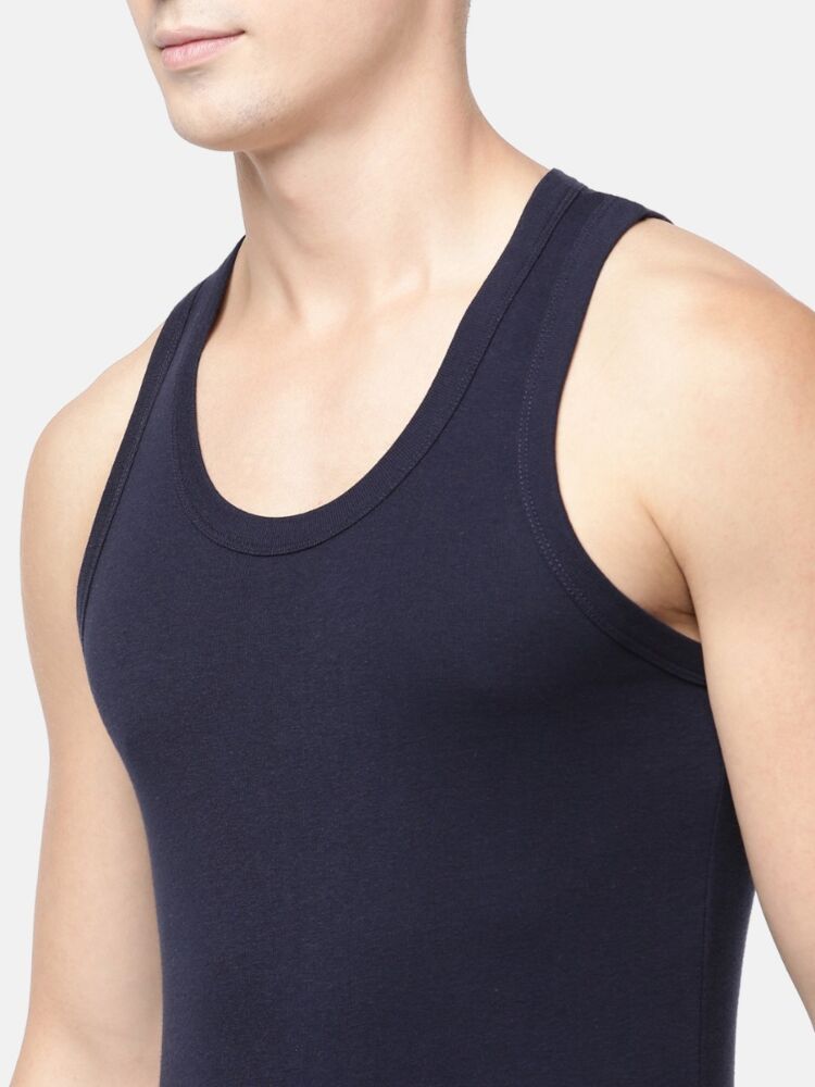 Combed Compact Cotton Rib Vest For A Snug Fit With Neo Fresh Finish