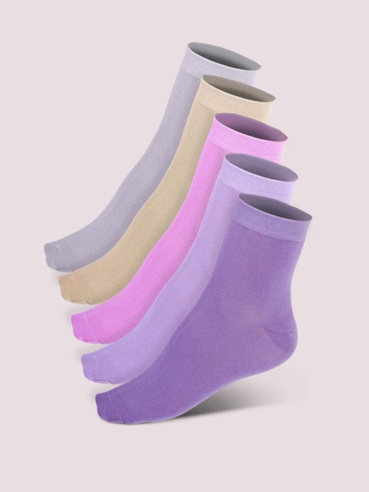 Socks Sutra by Macrowoman W-Series Women’s Casual Ankle Length Socks (Pack of 5) | Cotton Spandex, Reinforced Heel & Toe