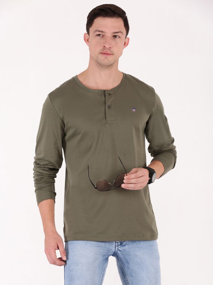 Macroman M-Series Men’s Smart Basics Full Sleeve Henley Neck T-Shirt in 100% Cotton Interlock Fabric, Full Sleeve Style