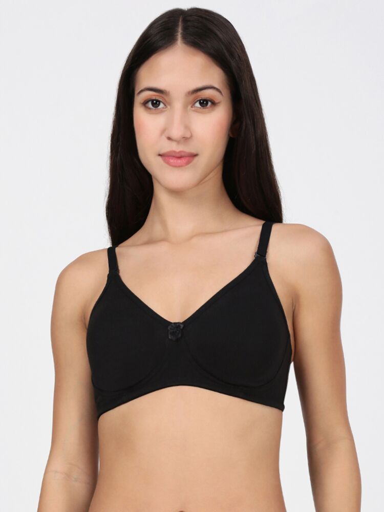 Women's Comfort Bra in Cotton Fabric with Medium Coverage and Detachable Straps