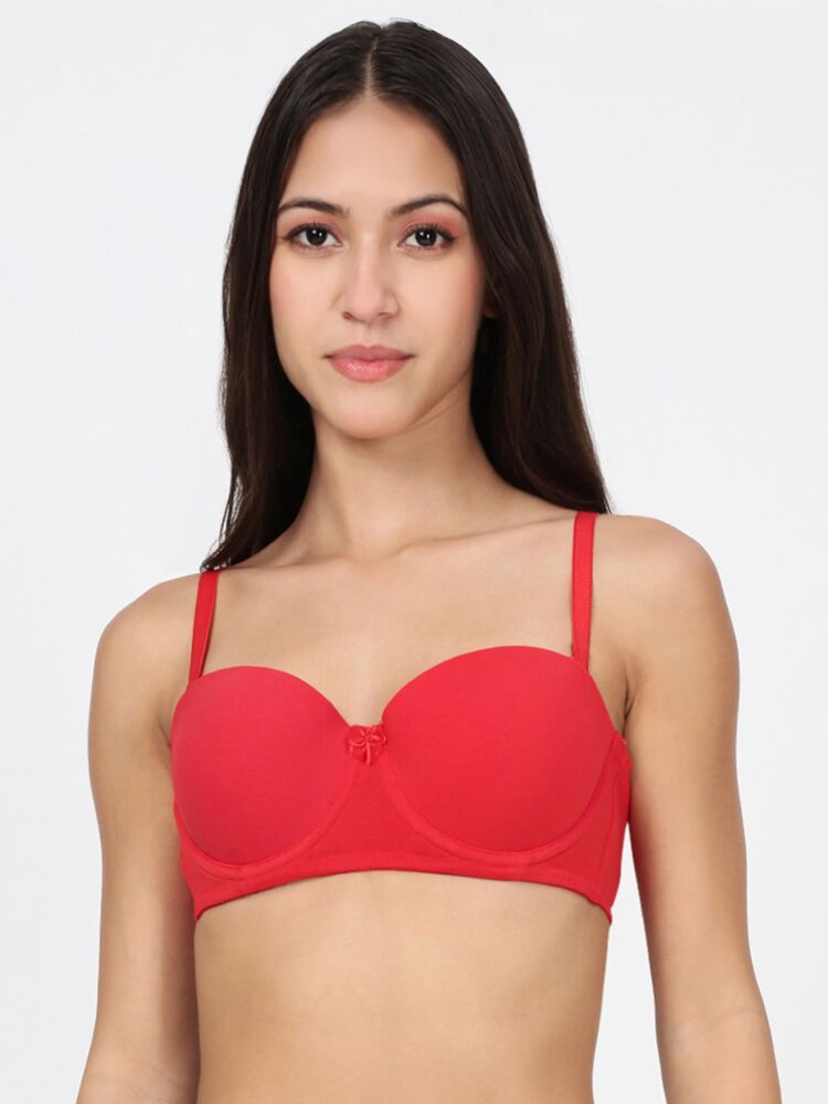 Women's Strapless Bras in Cotton Stretch Fabric  with Extra Transparent Straps