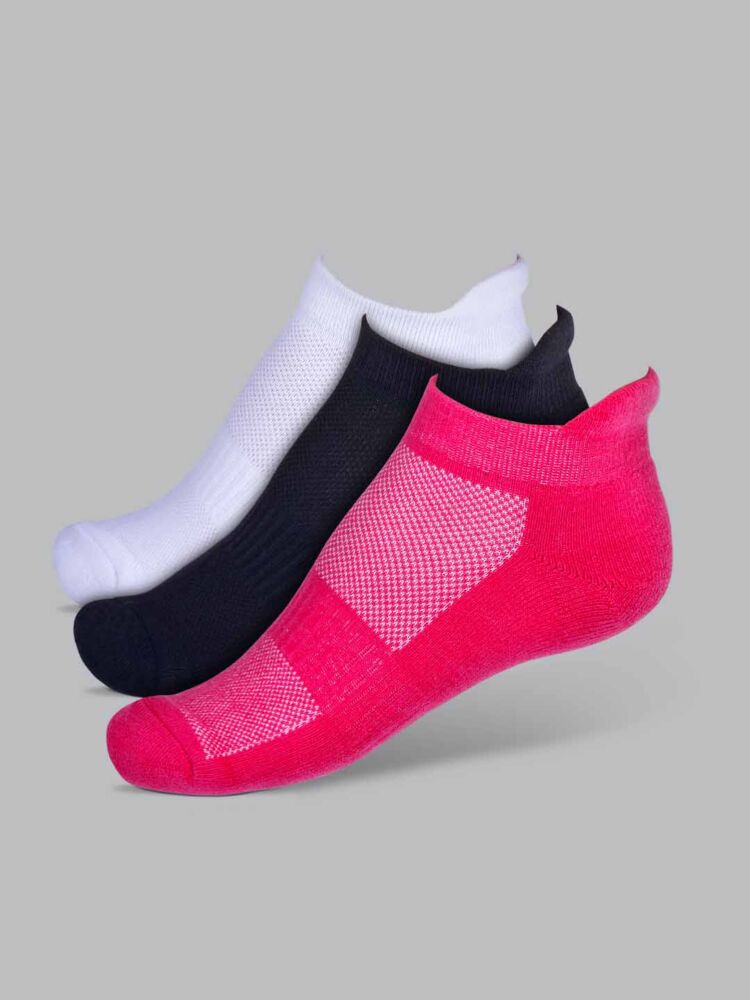 Women’s Sports Ankle Length Socks (Pack of 3) | Cotton Spandex Terry, Cushioned & Breathable