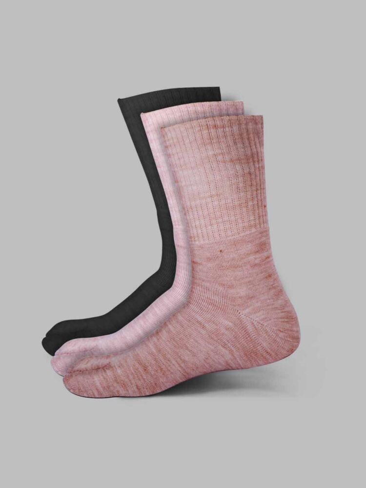 Socks Sutra by Macrowoman W-Series Women’s Thumb Toe Separator Crew/Calf Length Socks (Pack of 3) | Wool Terry, Stretch-Fit & Durable