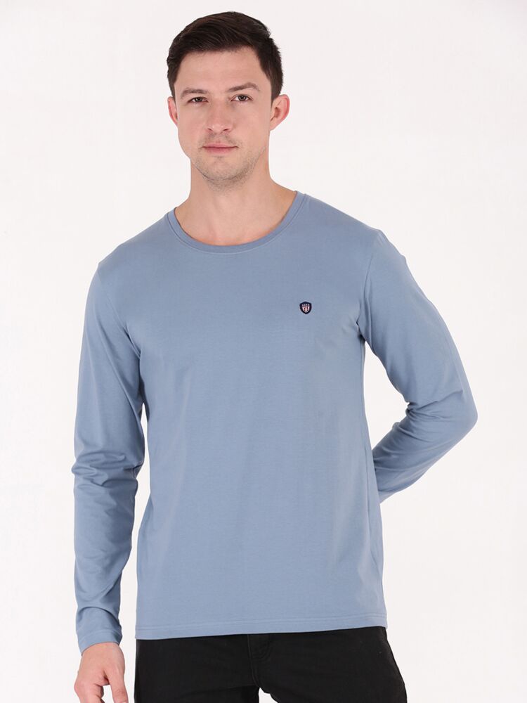Macroman M-Series Men’s Smartz Basics Stretch T-Shirt in 95% Cotton & 5% Lycra Single Jersey Fabric, Round Neck Full Sleeve Style