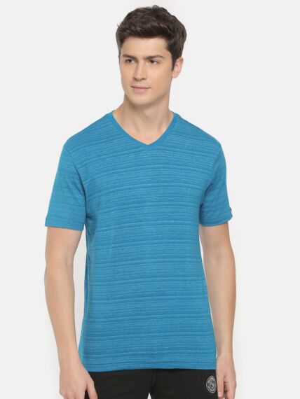 Combed Cotton Rich Spandex Stretch Magic Melange Half Sleeve V-Neck T-Shirt