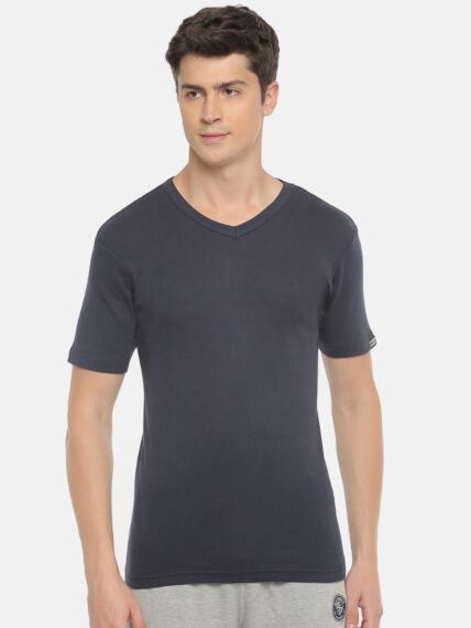 Combed Cotton Ribbed Half Sleeve V-Neck Undershirt