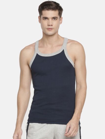 Super Combed Cotton Ribbed Active Sports Vest With Contrast Rib Neck & Arm Hole Binding