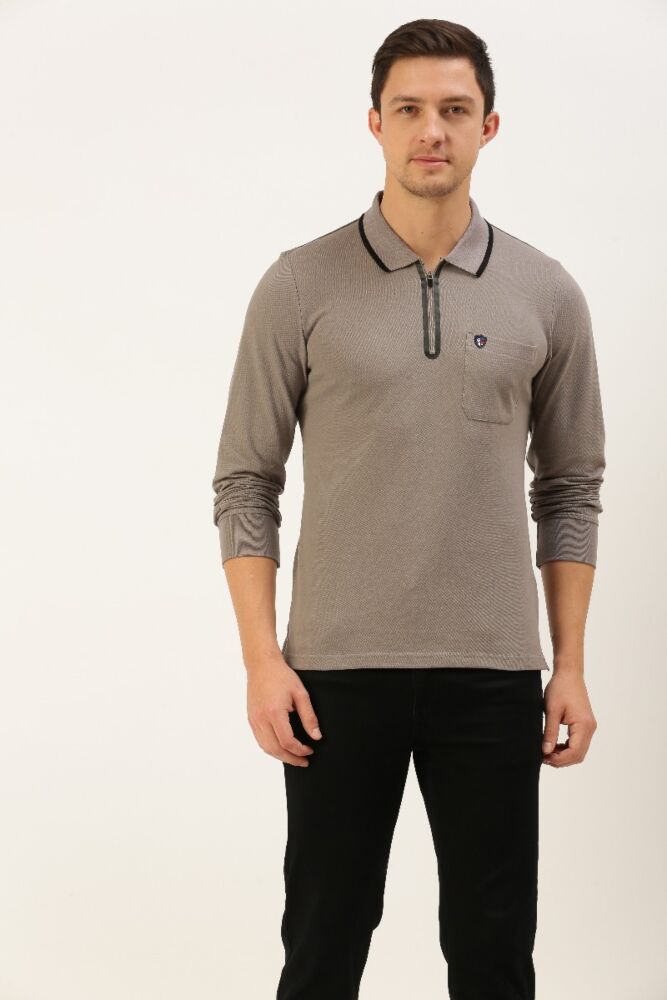 Fashion Pique Polo Full Sleeve T-Shirt (With Pocket)
